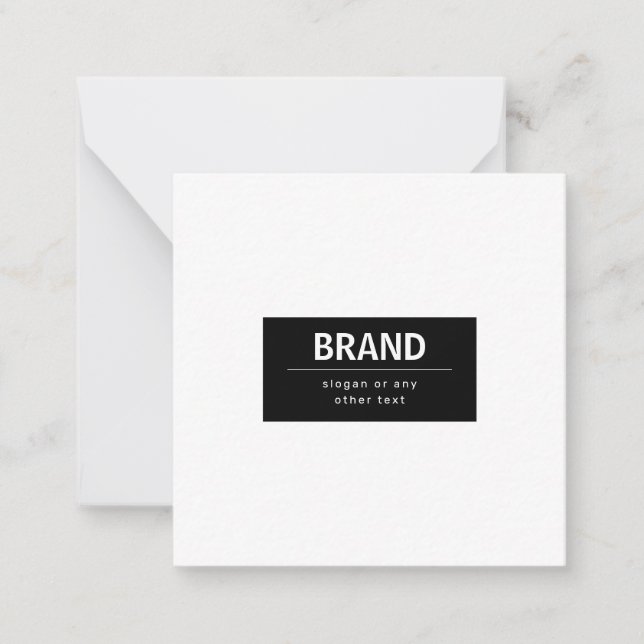 Bold Modern Brand or Business Name | Black & White Note Card (Front)