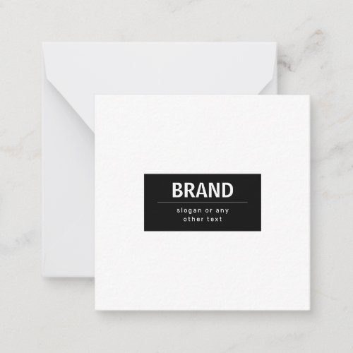 Bold Modern Brand or Business Name  Black  White Note Card