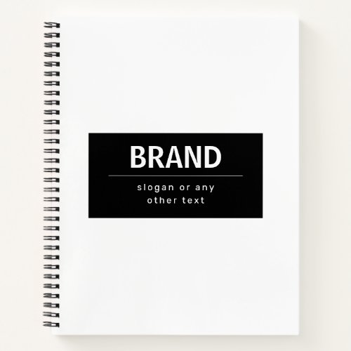 Bold Modern Brand or Business Name  Black  White Notebook