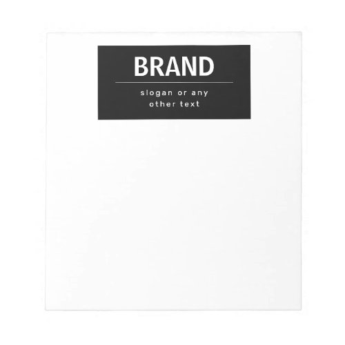 Bold Modern Brand or Business Name  Black  White Notepad