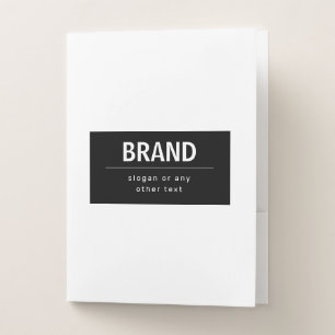 Bold Modern Brand or Business Name Black & White Pocket Folder