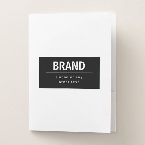 Bold Modern Brand or Business Name  Black  White Pocket Folder