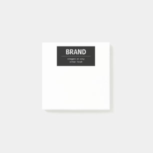 Bold Modern Brand or Business Name Black & White Post-it Notes