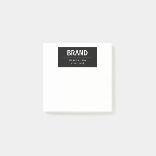 Bold Modern Brand or Business Name  Black  White Post_it Notes