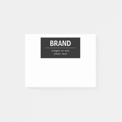 Bold Modern Brand or Business Name  Black  White Post_it Notes
