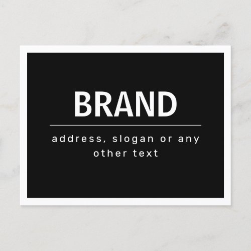 Bold Modern Brand or Business Name  Black  White Postcard