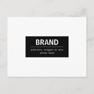 Bold Modern Brand or Business Name   Black & White Postcard