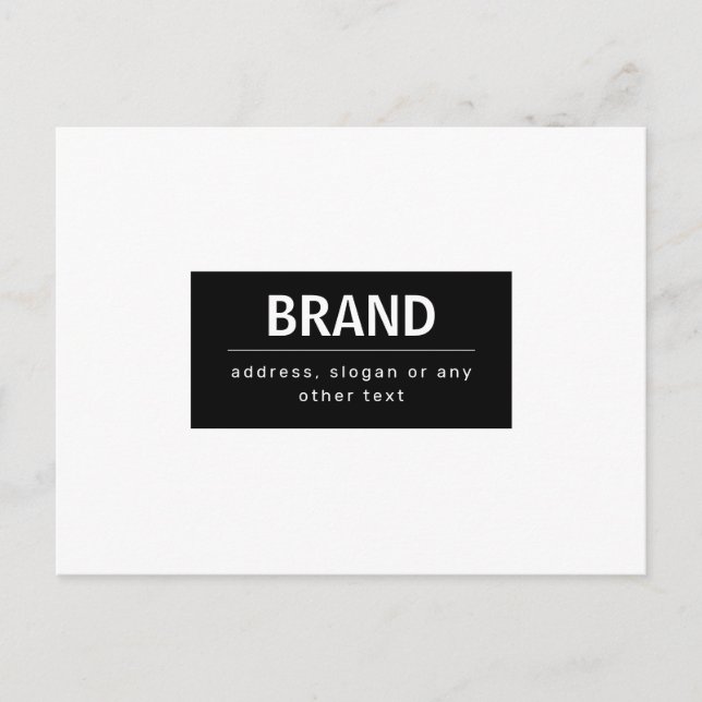 Bold Modern Brand or Business Name | Black & White Postcard (Front)