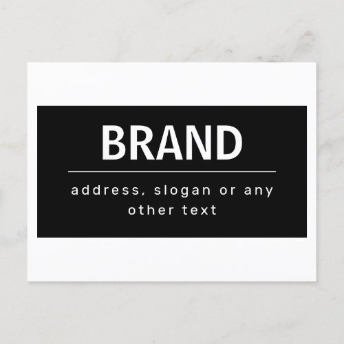 Bold Modern Brand or Business Name  Black  White Postcard
