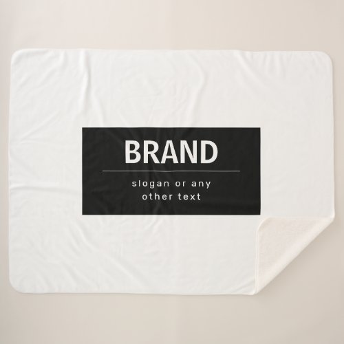 Bold Modern Brand or Business Name  Black  White Sherpa Blanket