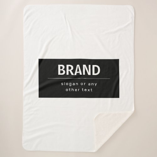 Bold Modern Brand or Business Name  Black  White Sherpa Blanket