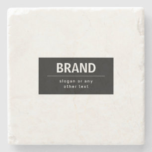 Bold Modern Brand or Business Name Black & White Stone Coaster