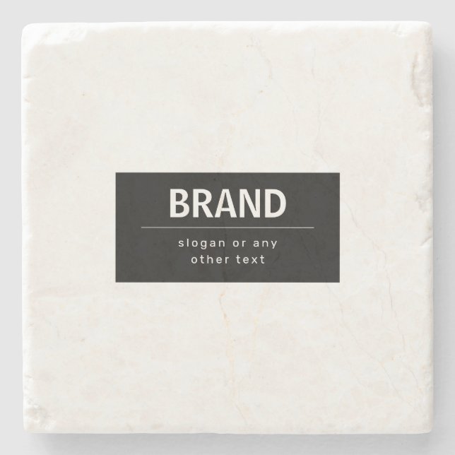 Bold Modern Brand or Business Name | Black & White Stone Coaster (Front)