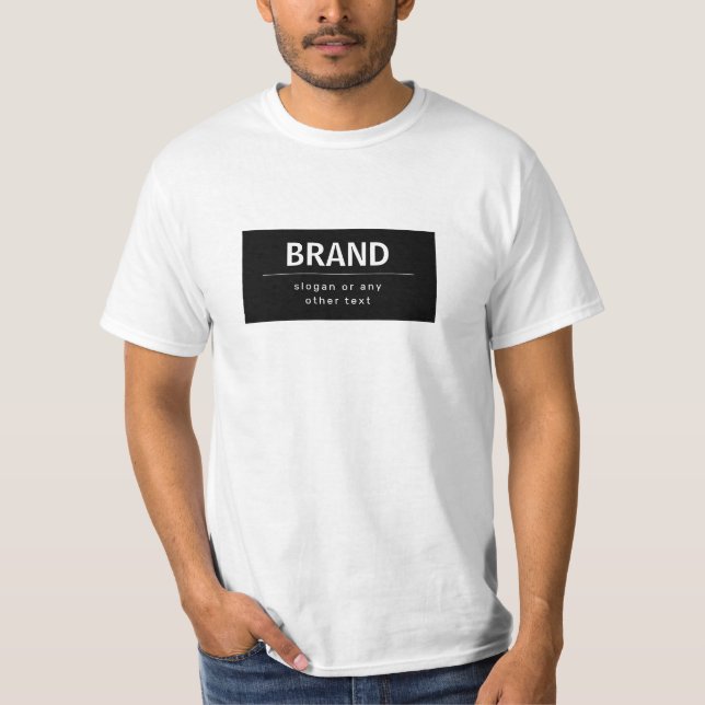 Bold Modern Brand or Business Name | Black & White T-Shirt (Front)