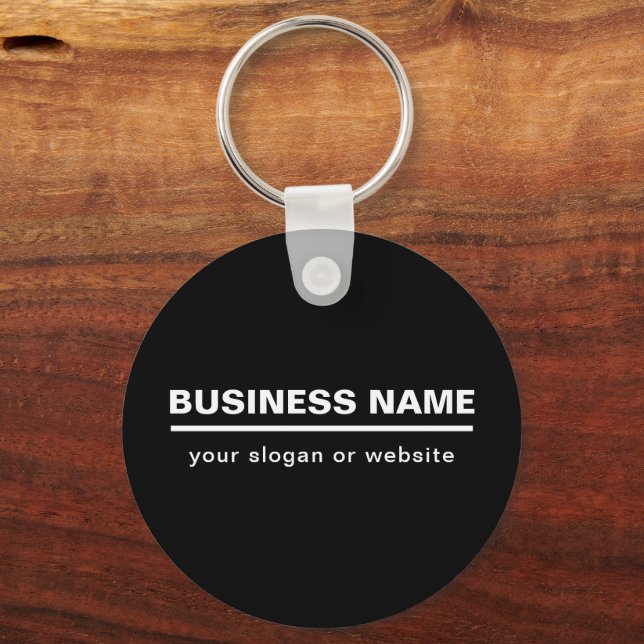 Bold Modern Business Name Template | B&W Keychain (Front)