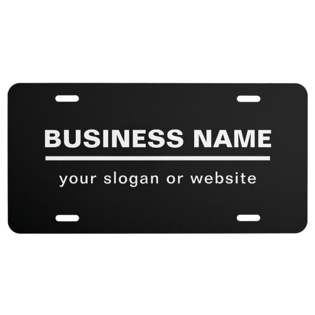 Bold Modern Business Name Template | B&W License Plate (Front)