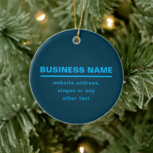 Bold Modern Business Name Template Blue Ceramic Ornament