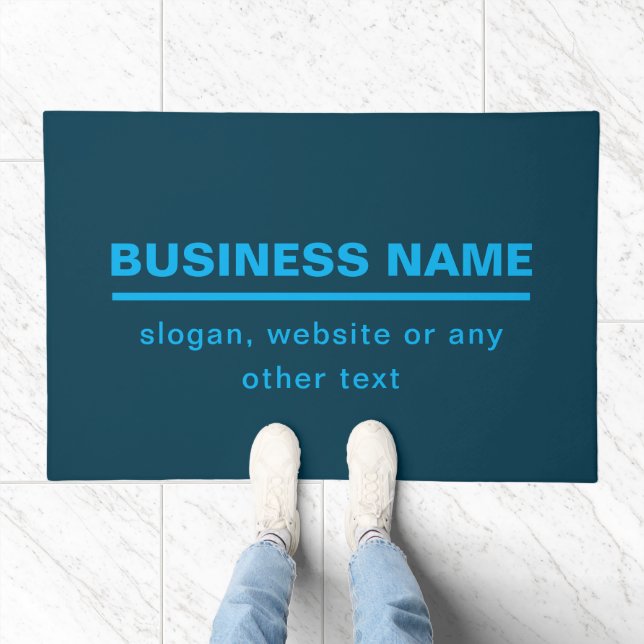 Bold Modern Business Name Template | Blue Doormat (Indoor)