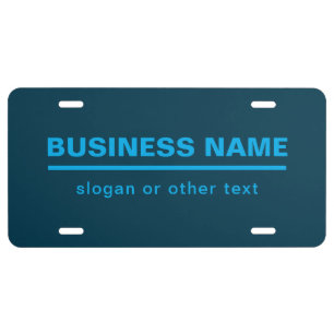 Bold Modern Business Name Template   Blue License Plate