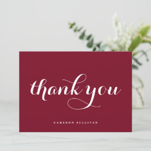 Bold Modern Calligraphy Burgundy Thank You Card