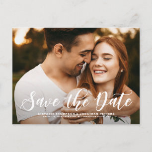 Bold Modern Calligraphy Save the Date Photo Announcement Postcard