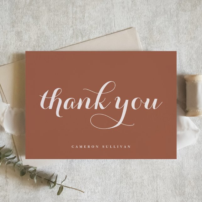 Bold Modern Calligraphy Terracotta Thank You Card (Creator Uploaded)