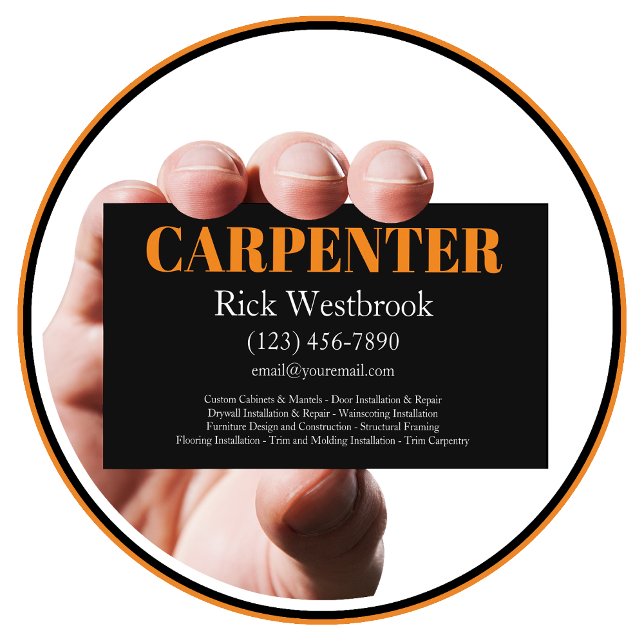 Bold Modern Carpenter Business Cards Design (Creator Uploaded)