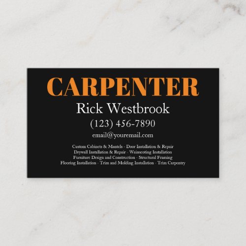Bold Modern Carpenter Business Cards Design