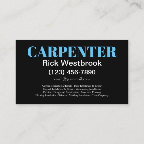 Bold Modern Carpenter Editable Business Card