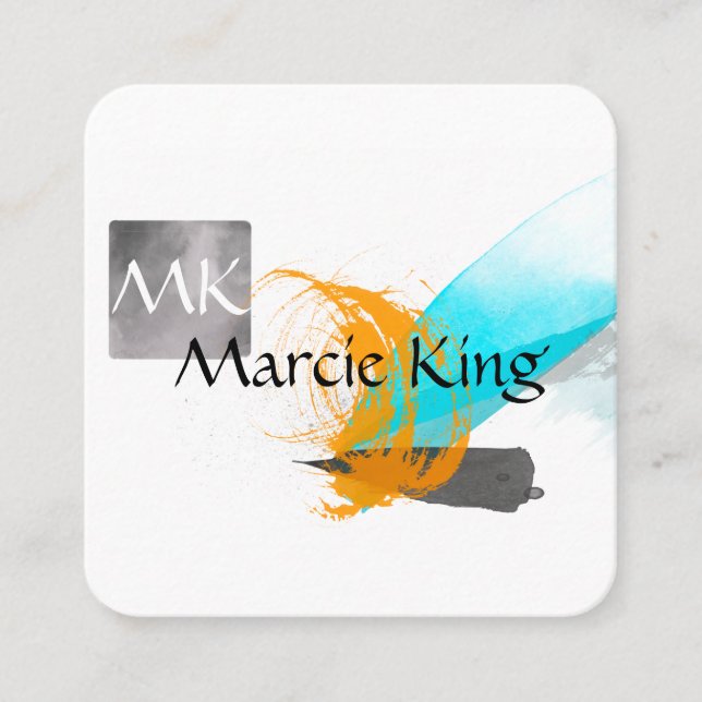 bold modern chic abstract art paint design  square business card (Front)