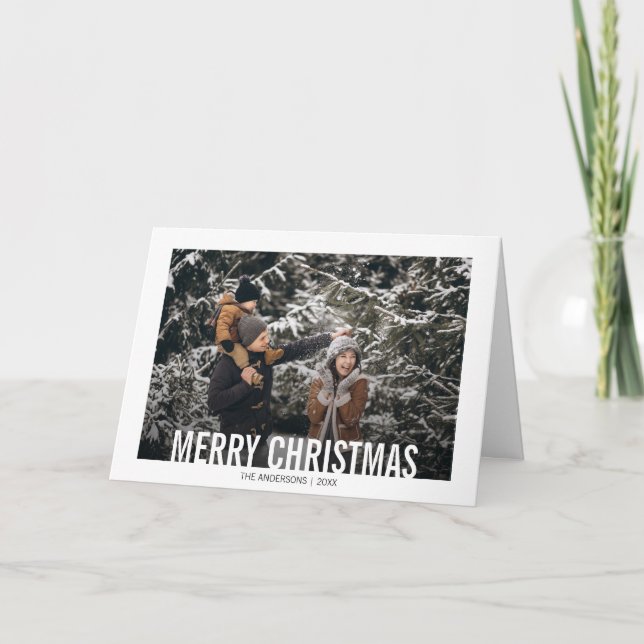 Bold Modern Christmas Holiday Photo Card (Front)