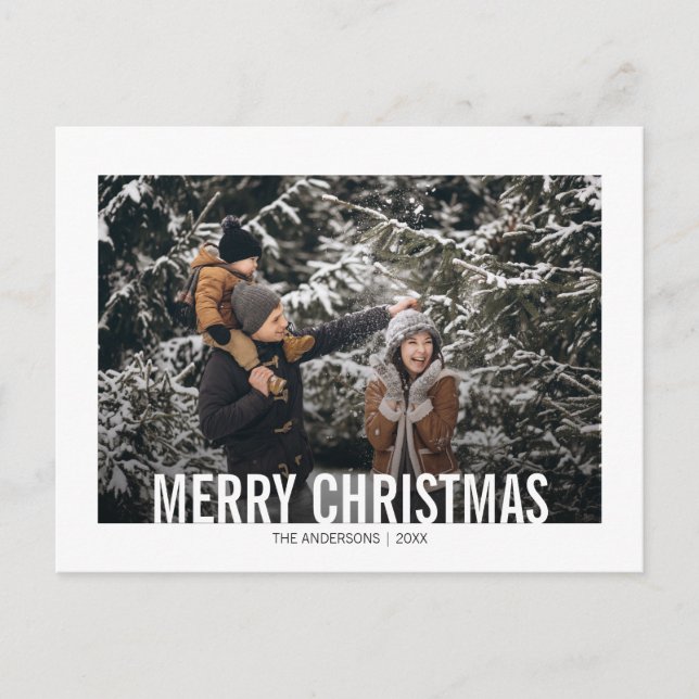 Bold Modern Christmas Holiday Photo Postcard (Front)