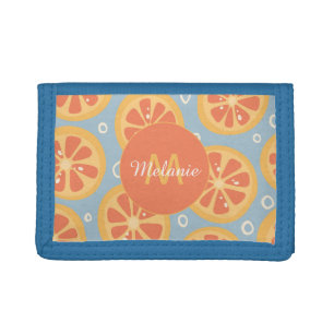 Bold Modern Citrus Orange Slices Personalised Tri-fold Wallet