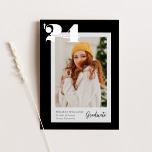 Bold Modern Class of 2024 4 Photos Graduation Invitation