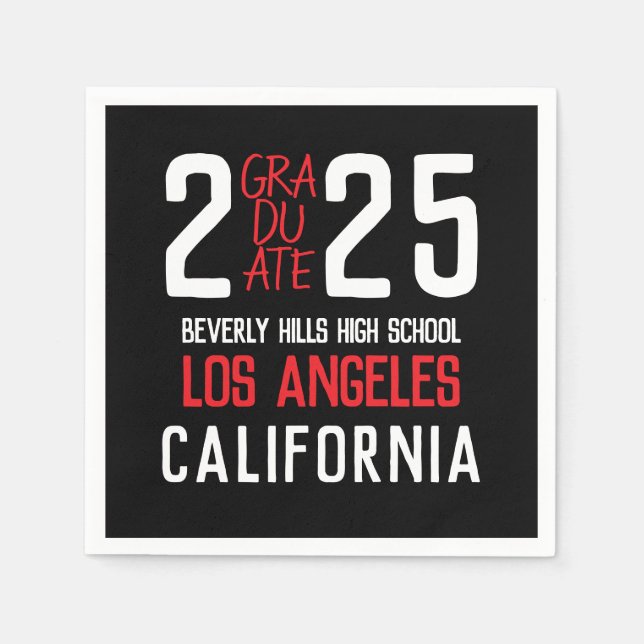 Bold Modern Class of 2025 Graduation Napkins (Front)