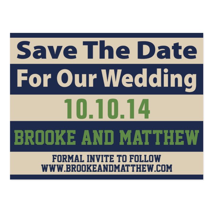 Bold Modern Classic Stripes Wedding Save The Date Post Card