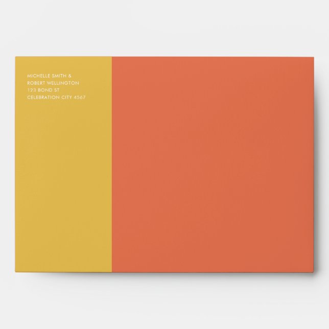 Bold Modern Color Block Burnt Sienna Wedding Envelope (Front)