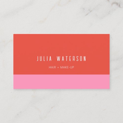 Bold Modern Color Block _ Pink and Red no logo Business Card