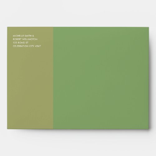 Bold Modern Color Block Sage Green Wedding Envelope
