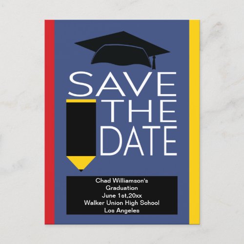 Bold Modern Colorful Graduation Save The Date Announcement Postcard