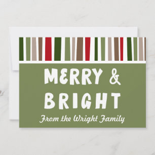 Bold Modern Colorful Merry & Bright, Personalized Holiday Card