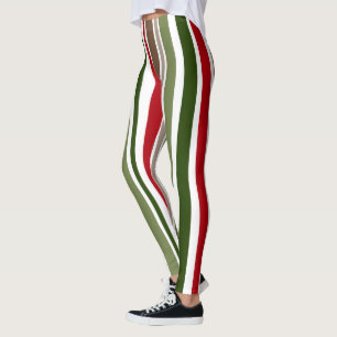 Bold Modern Colorful Uneven Stripes Holiday Style Leggings