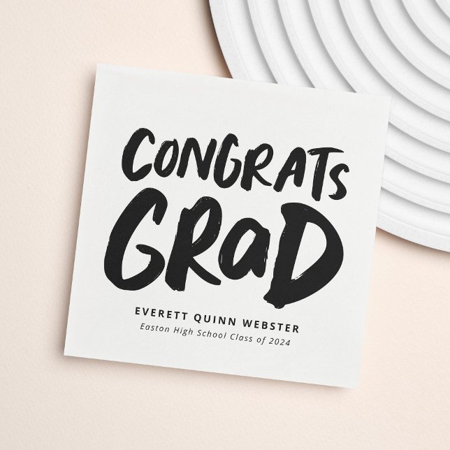 Bold modern congrats grad personalized graduation napkins (Creator Uploaded)