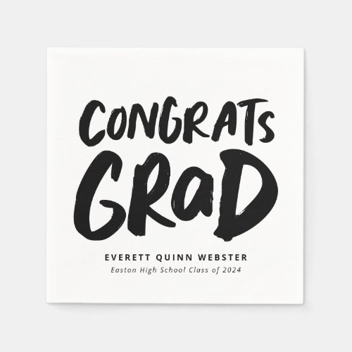 Bold modern congrats grad personalized graduation napkins