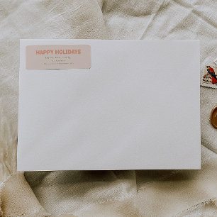 Bold Modern Coral Happy Holidays Return Address Label