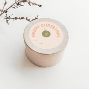 Bold Modern Coral Merry Christmas Gift Classic Round Sticker