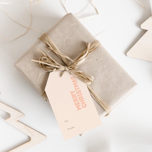 Bold Modern Coral Merry Christmas To From Gift Tags