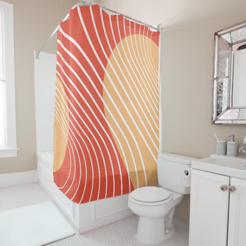 Bold Modern Curve Orange Arch Contemporary Shower Curtain