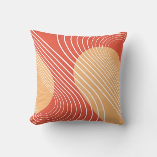 Bold Modern Curve Orange Arch Contemporary Throw Pillow