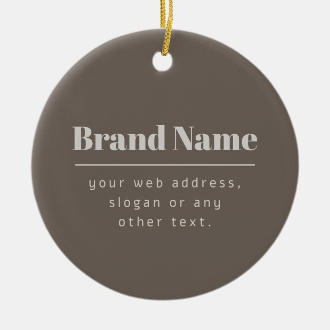 Bold Modern Dark & Light Beige Brand or Business Ceramic Ornament (Front)